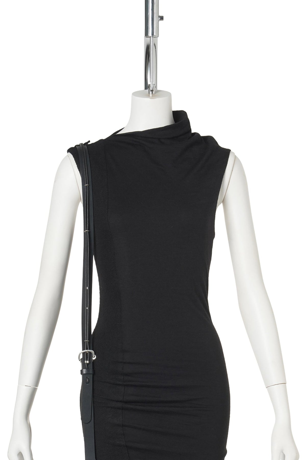 LEATHER STRAP DRESS / BLACK