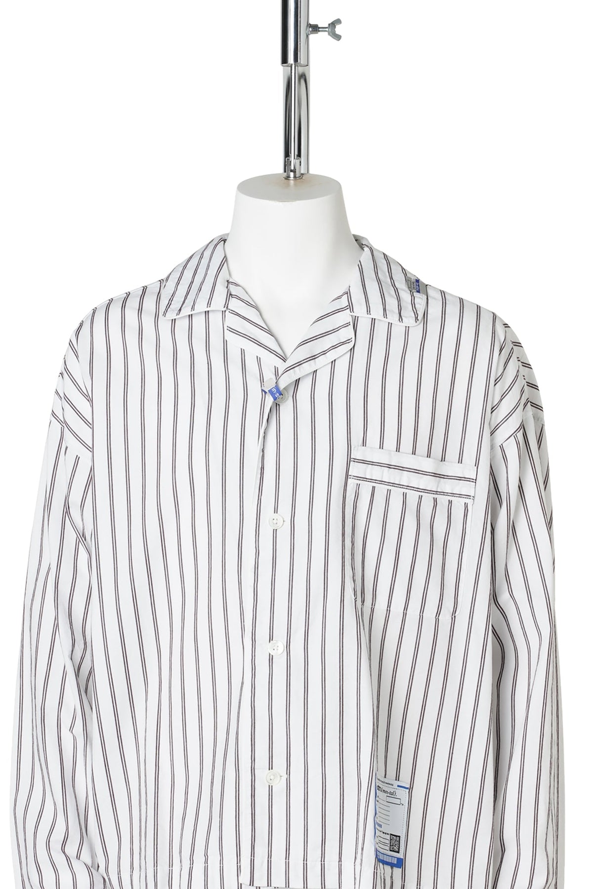 COTTON RAYON STRIPE LONG SHIRTS / WHITE