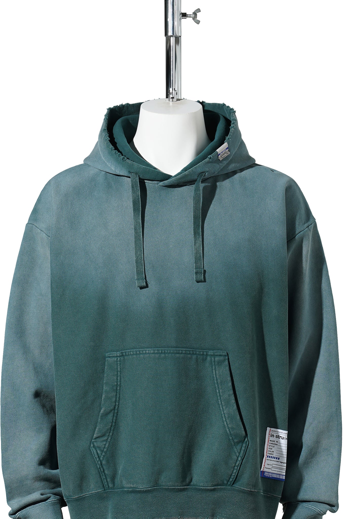 FRENCH TERRY DISTRESSED HOODIE / GREEN