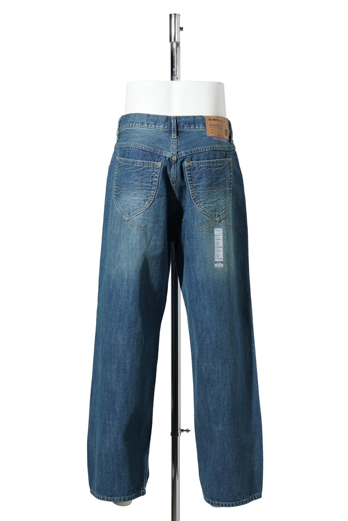 HARD WASHED SELVAGE DENIM BAGGY PANTS / INDIGO
