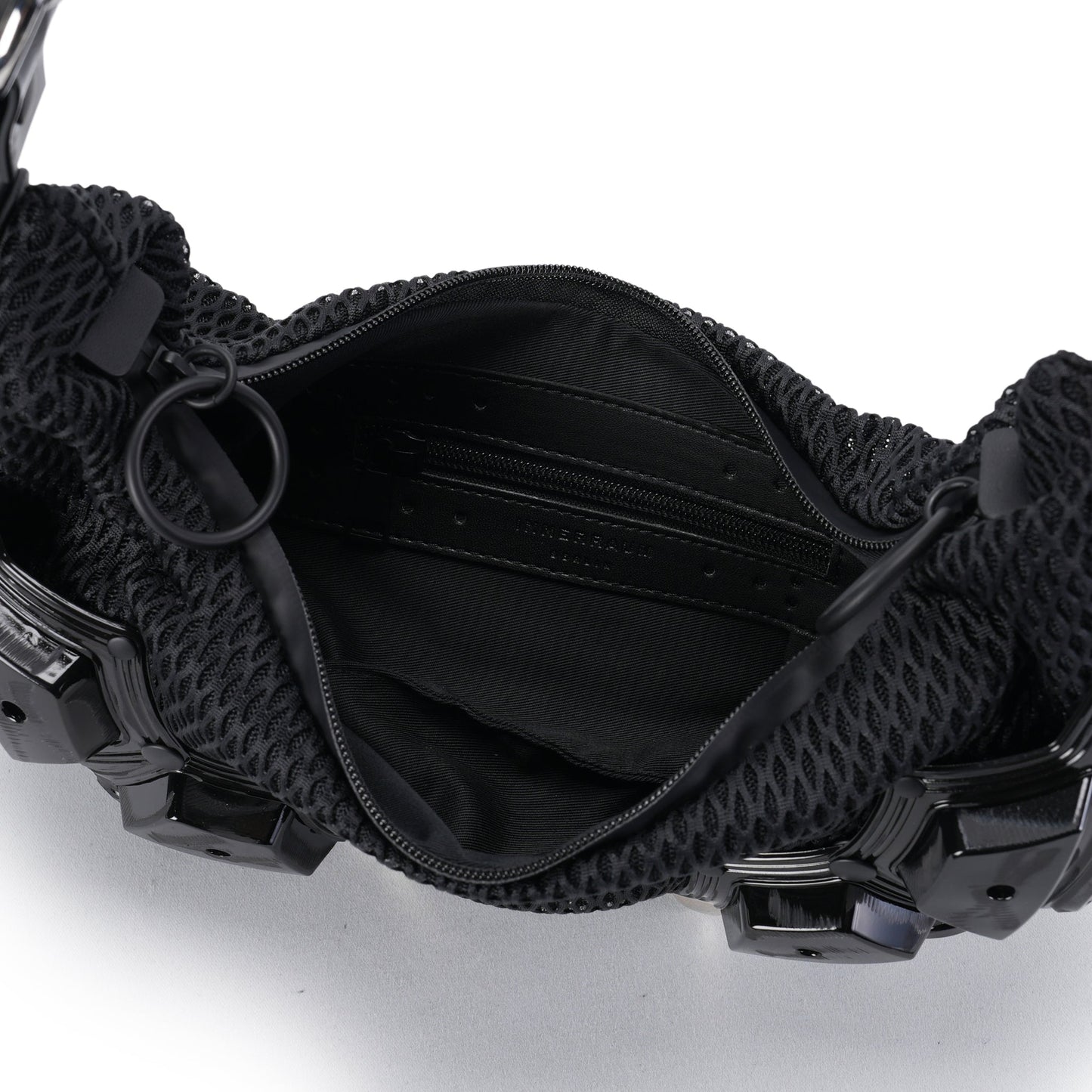 MODULE M02_SMALL HALF MOON BAG / BLACK SHINY_BLACK MATT