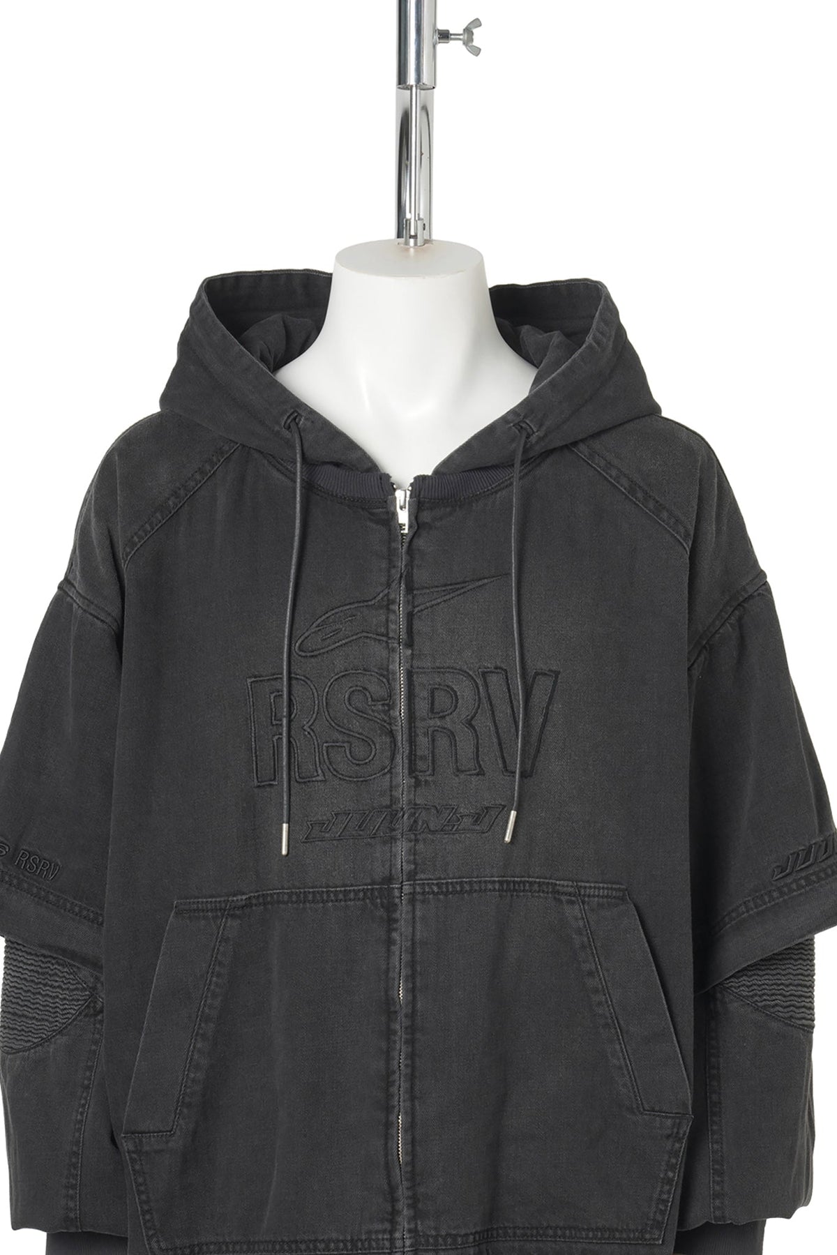 DENIM ZIP-UP HOODIE / BLACK