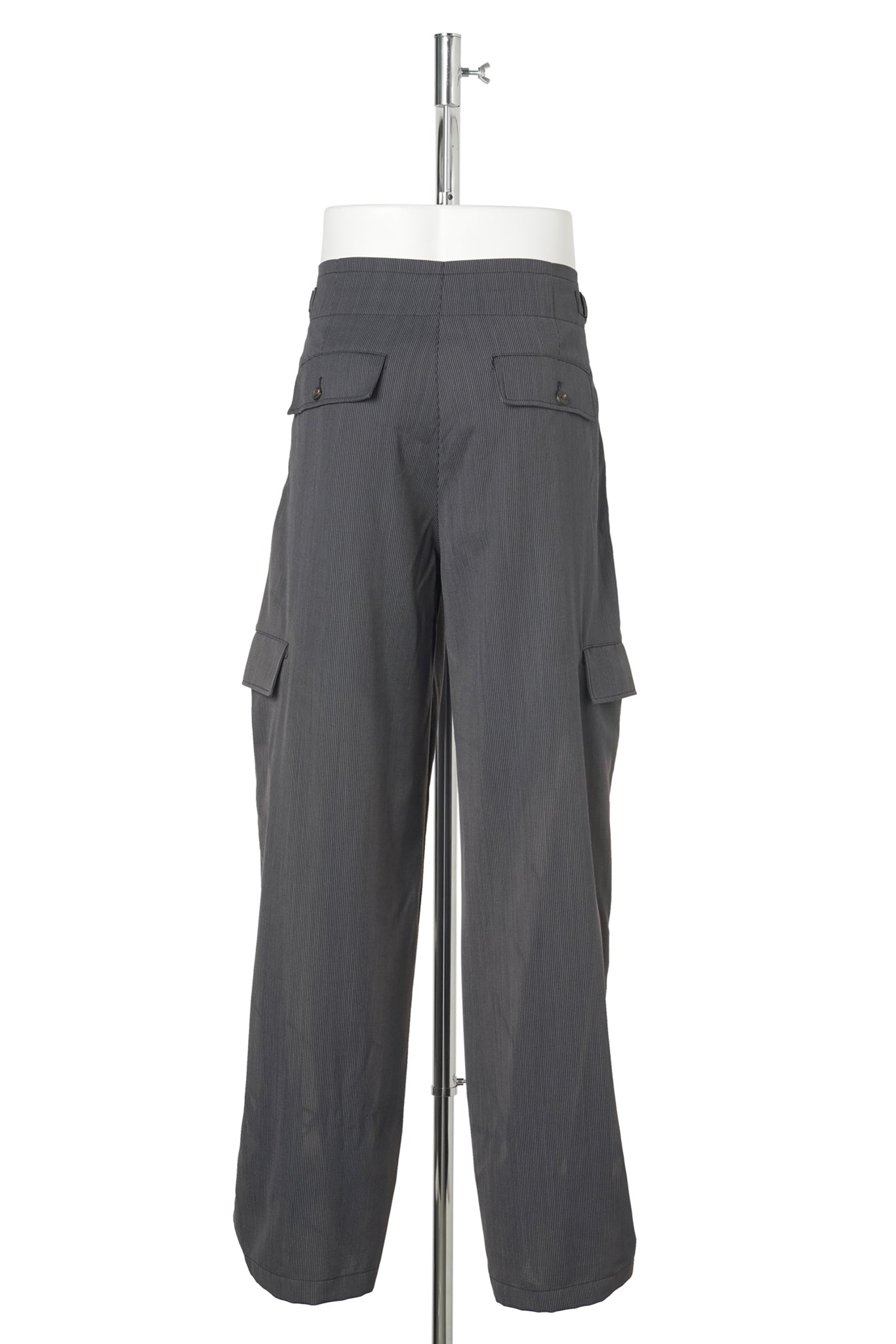 SUN-BLEACHED PLEATED TROUSERS / PIN STRIPE GREY