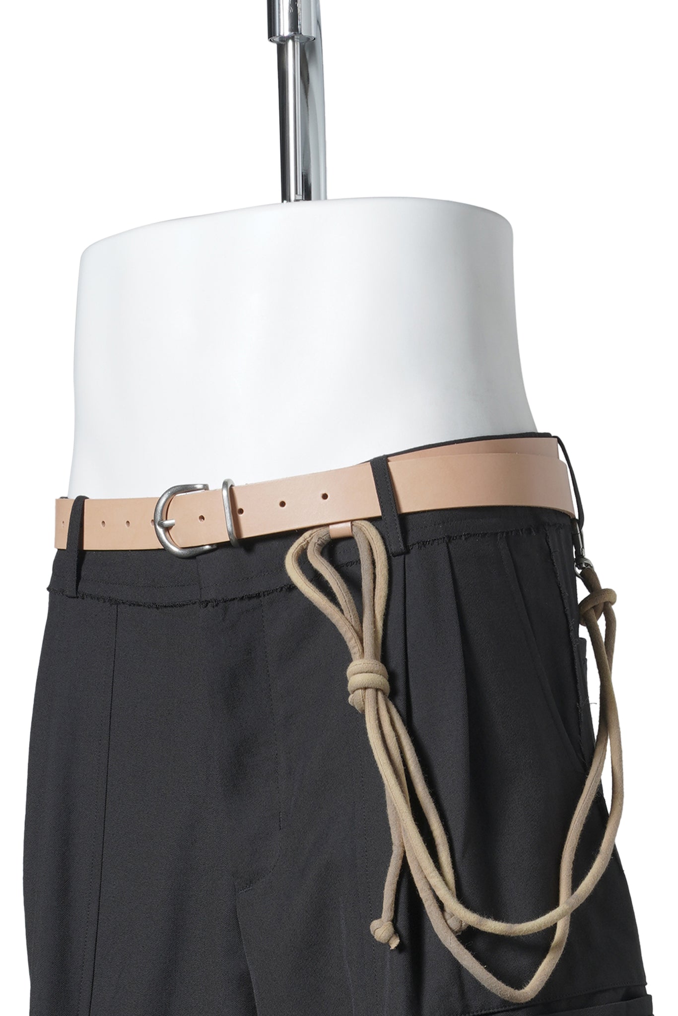 SUN-BLEACHED STRING DETAILED LEATHER BELT / TAN