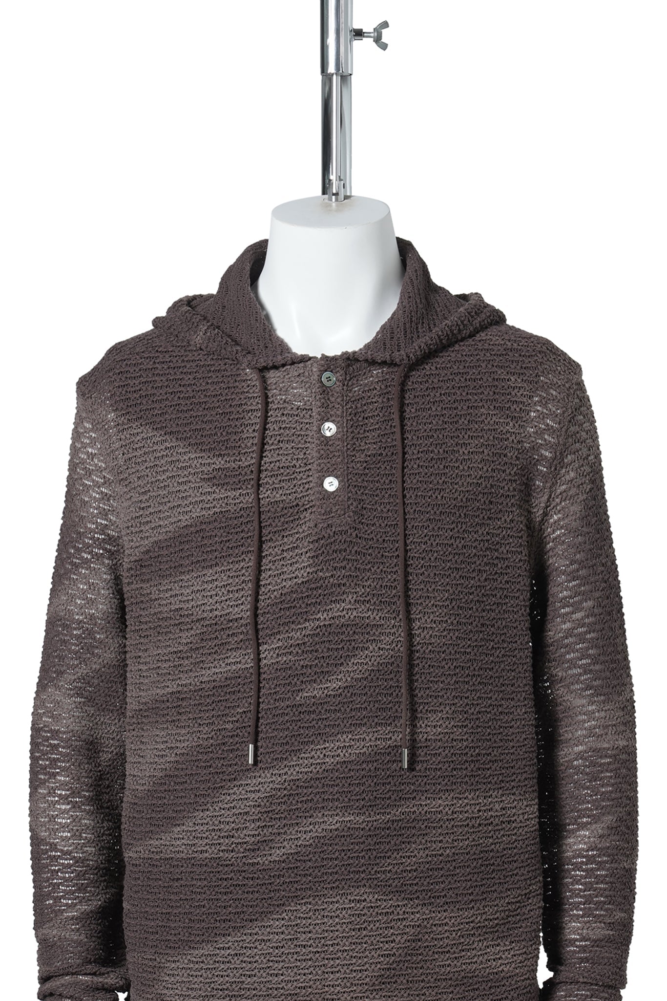 SUN-BLEACHED LAYERED NET HOODIE / BROWN