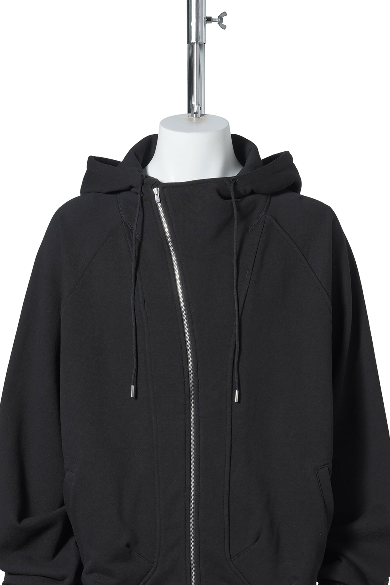 ASYMMETRIC ZIP-UP HOODIE / BLACK