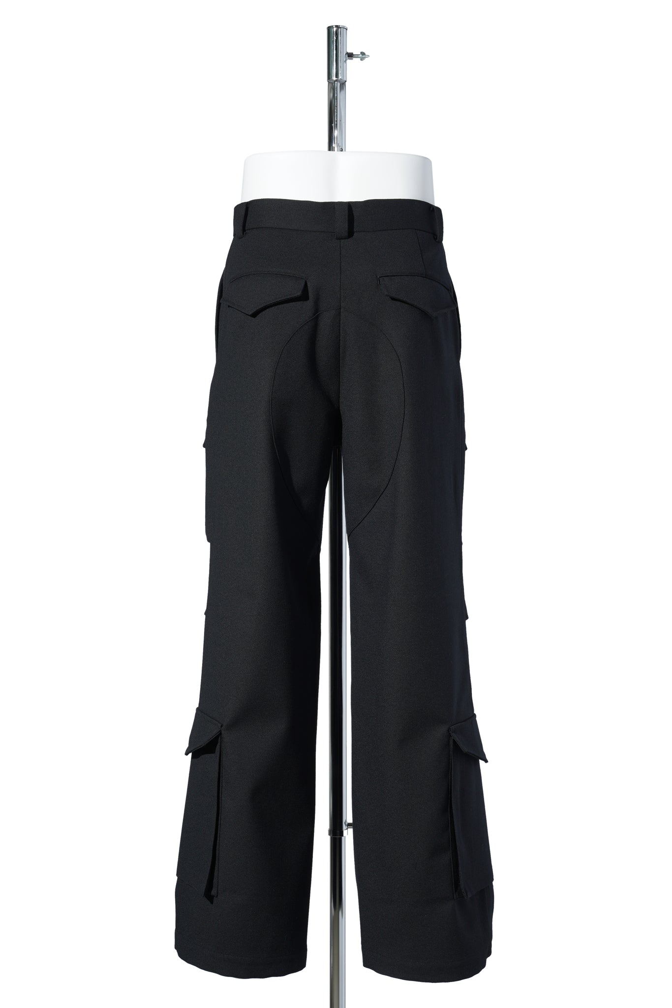 WOOL BARATHEA CARGO PANTS / BLACK