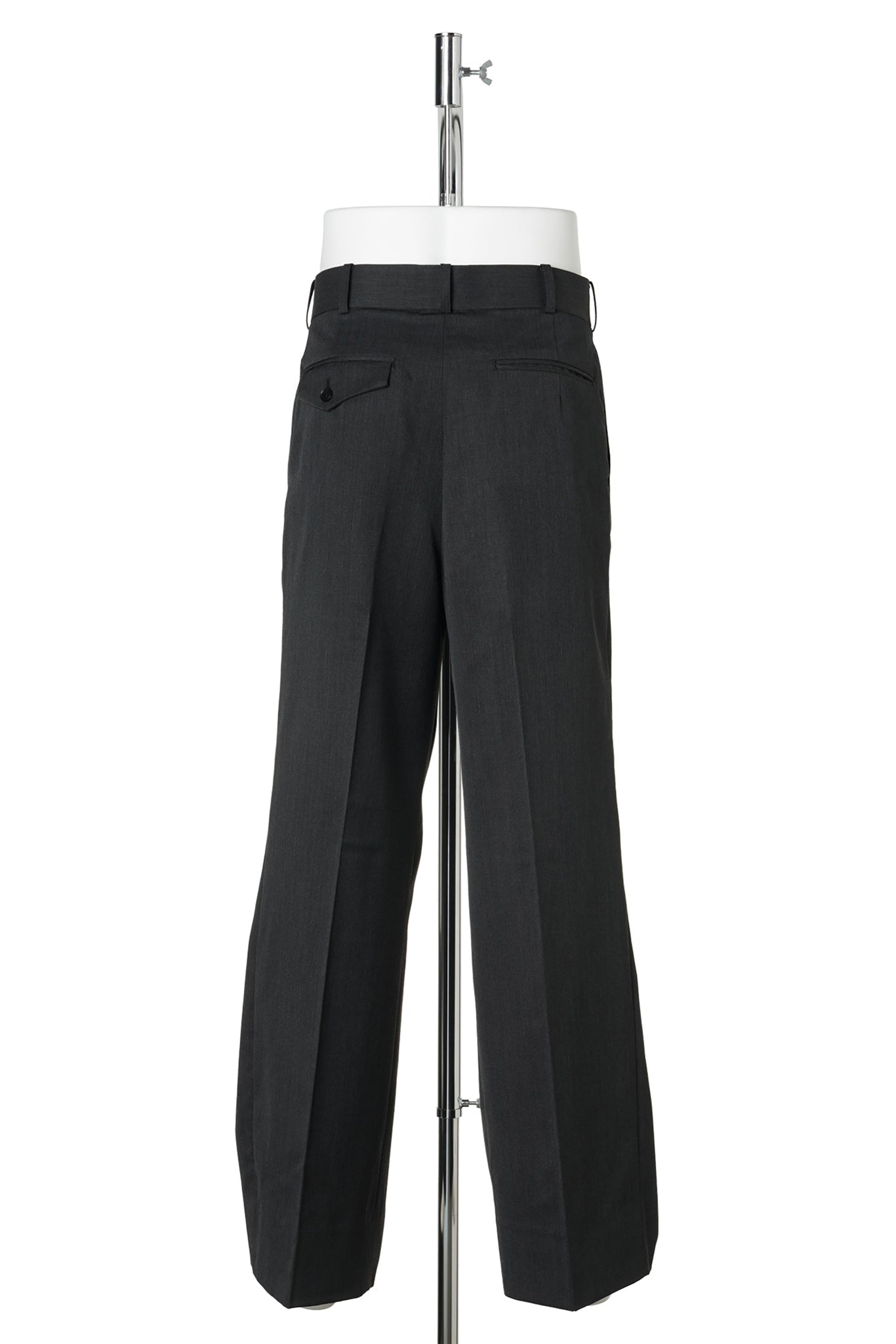 WOOL GABARDINE FOLDED WIDE TROUSERS / GREY
