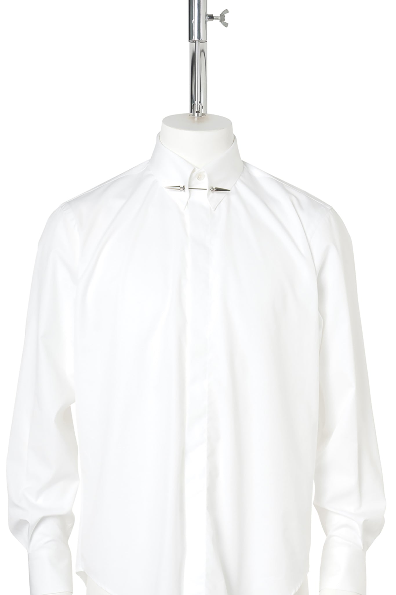 BROADCLOTH PIN-HOLE COLLAR SHIRT WITH STUD PIN / WHITE