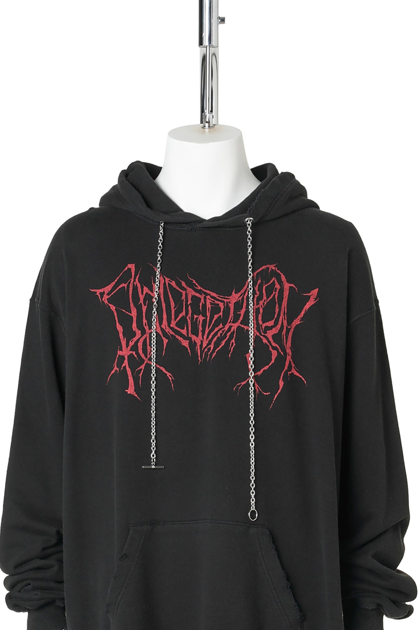 "PHLEGETHON" HOODIE WITH NECKLACE / BLACK