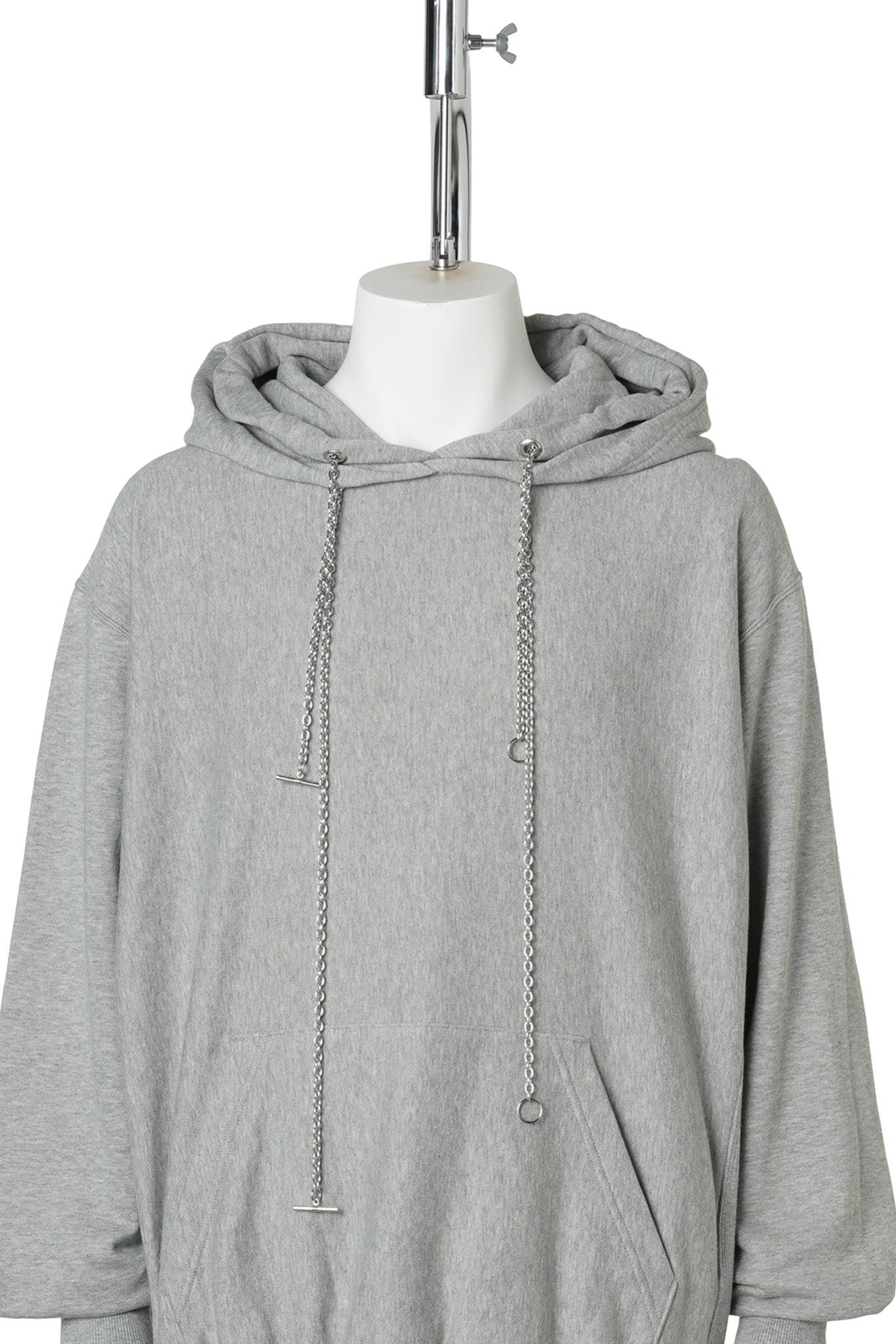 SWEAT STUCKED HOODIE WITH CHAIN / GREY