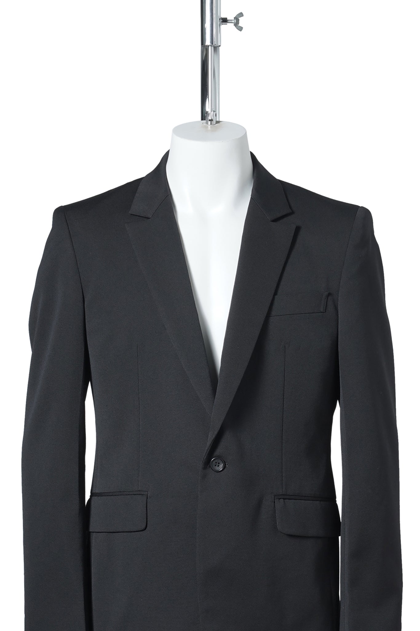 WOOL DOBBY SINGLE BREASTED JACKET / BLACK