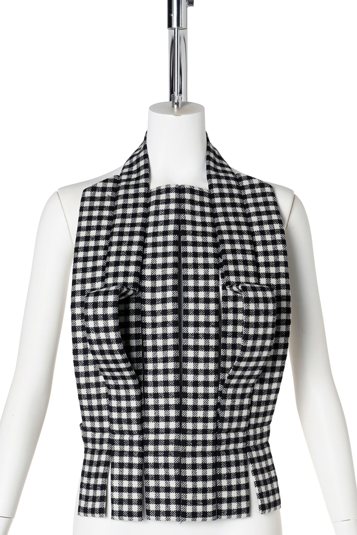 STRIPED CHECK WOOL TOP / 0001:BLACK/WHITE