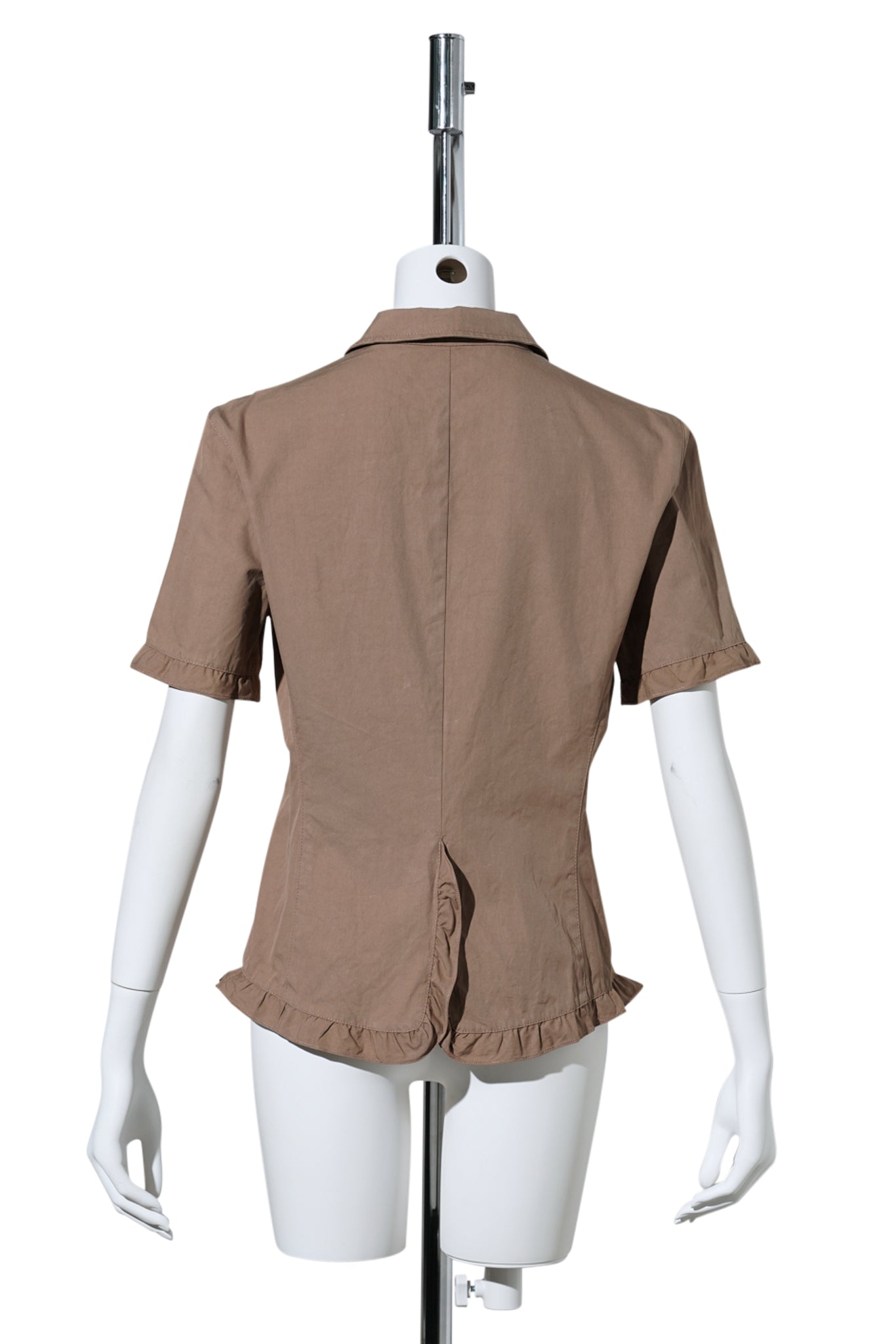 SHORT SLEEVE SHIRT WITH FRILL PIPING / SAND
