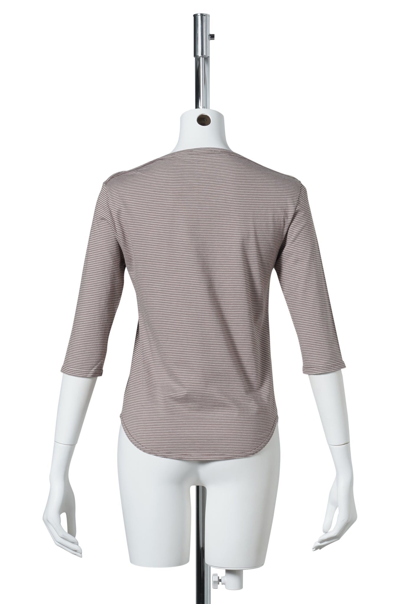 HALF SLEEVE STRIPE T-SHIRT / BROWN&WHITE