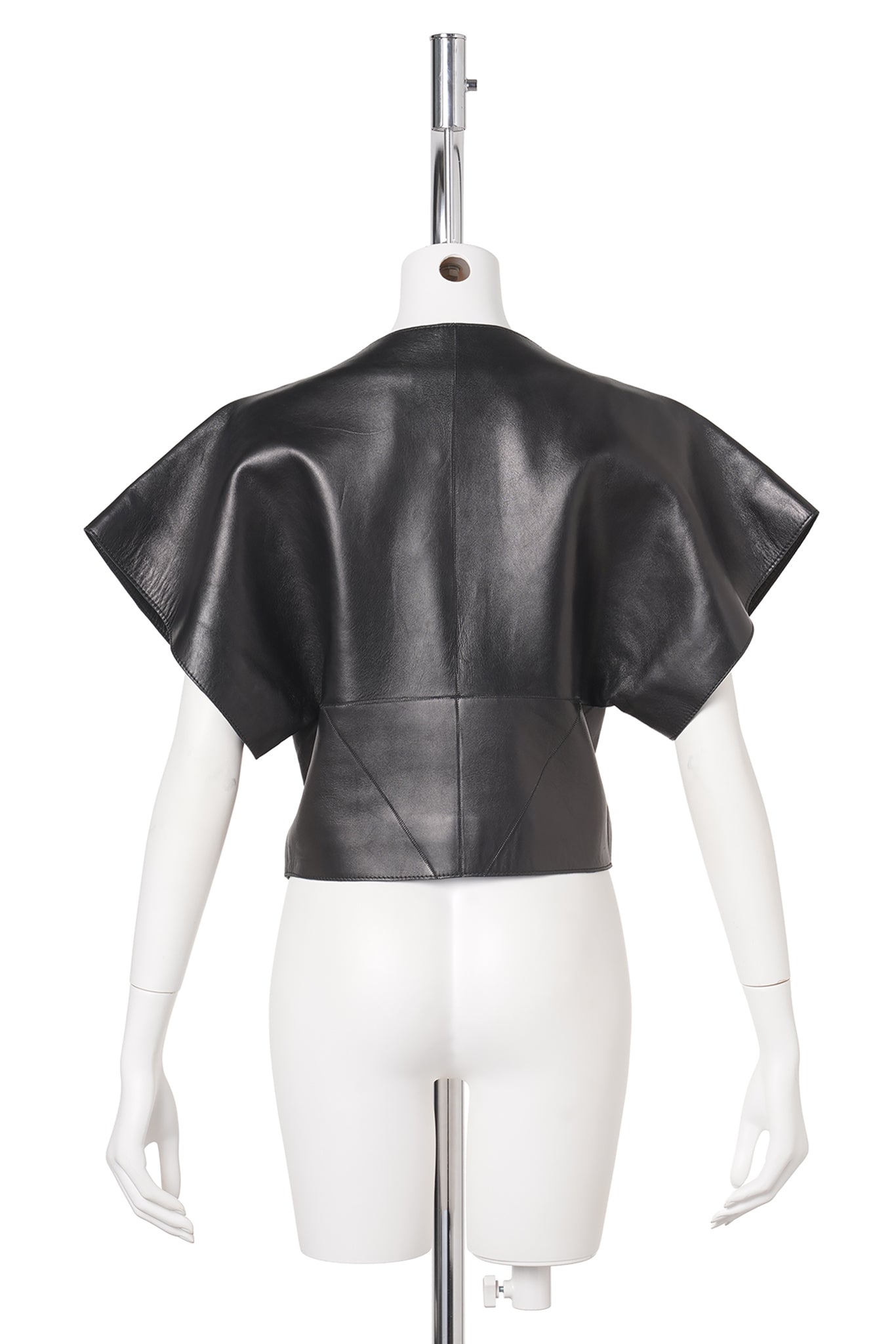 LEATHER ZIPPERED TOP / BLACK