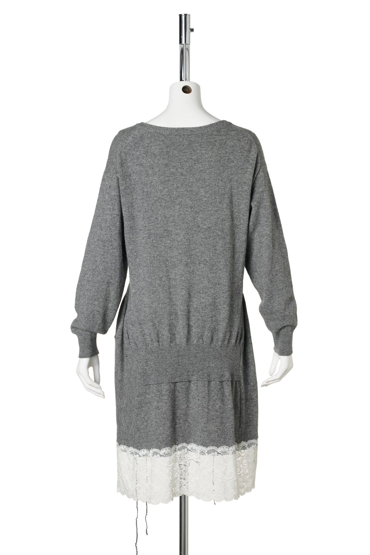 KNITTED DRESS WITH LACE / GREY