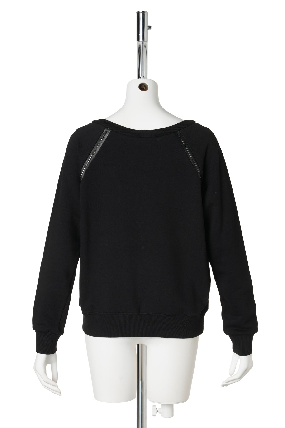 LEATHER PIPING SWEATSHIRT / BLACK