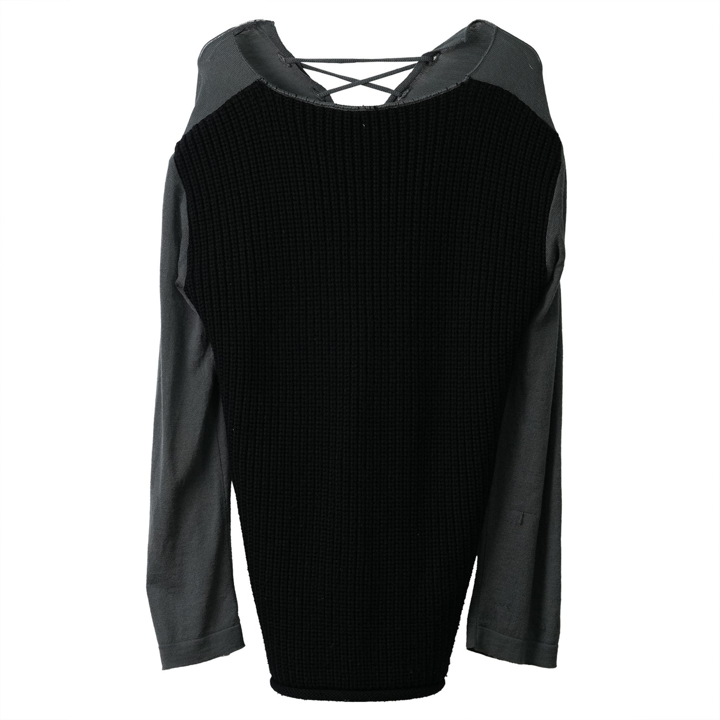 LACE UP SWEATER / GREY&BLACK