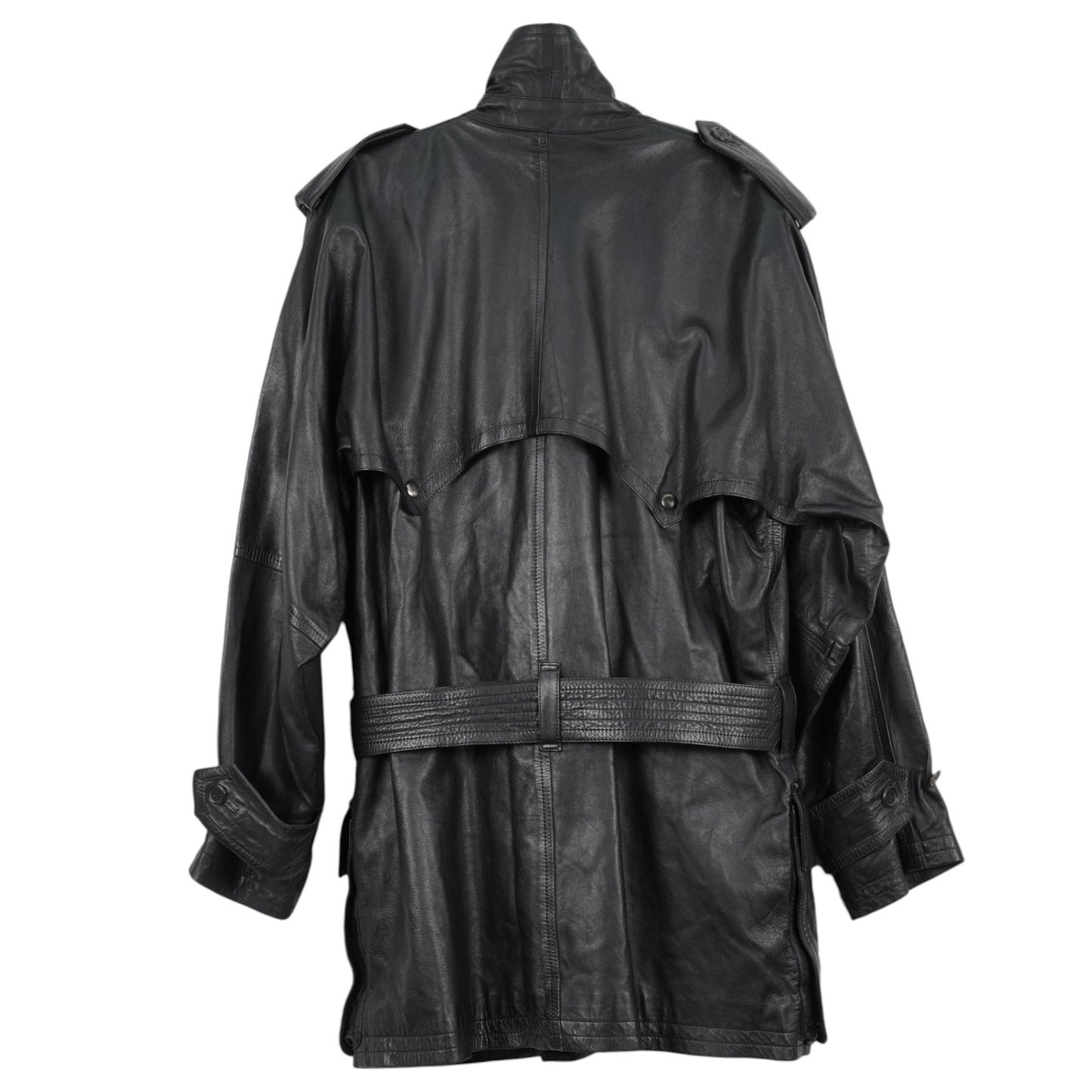 LEATHER MOTORCYCLE COAT / BLACK