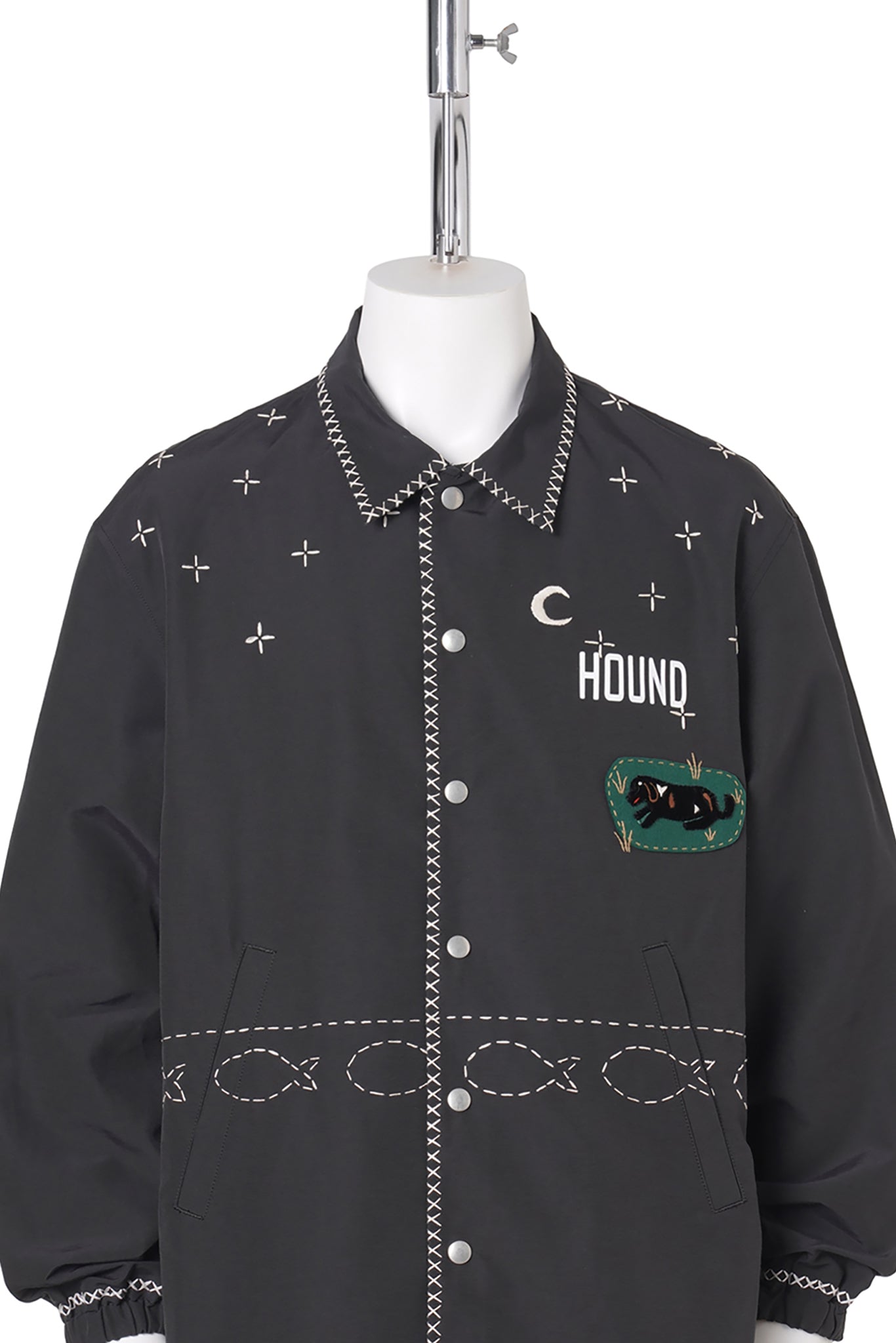 CROSS-STITCH COACH JACKET / BLACK