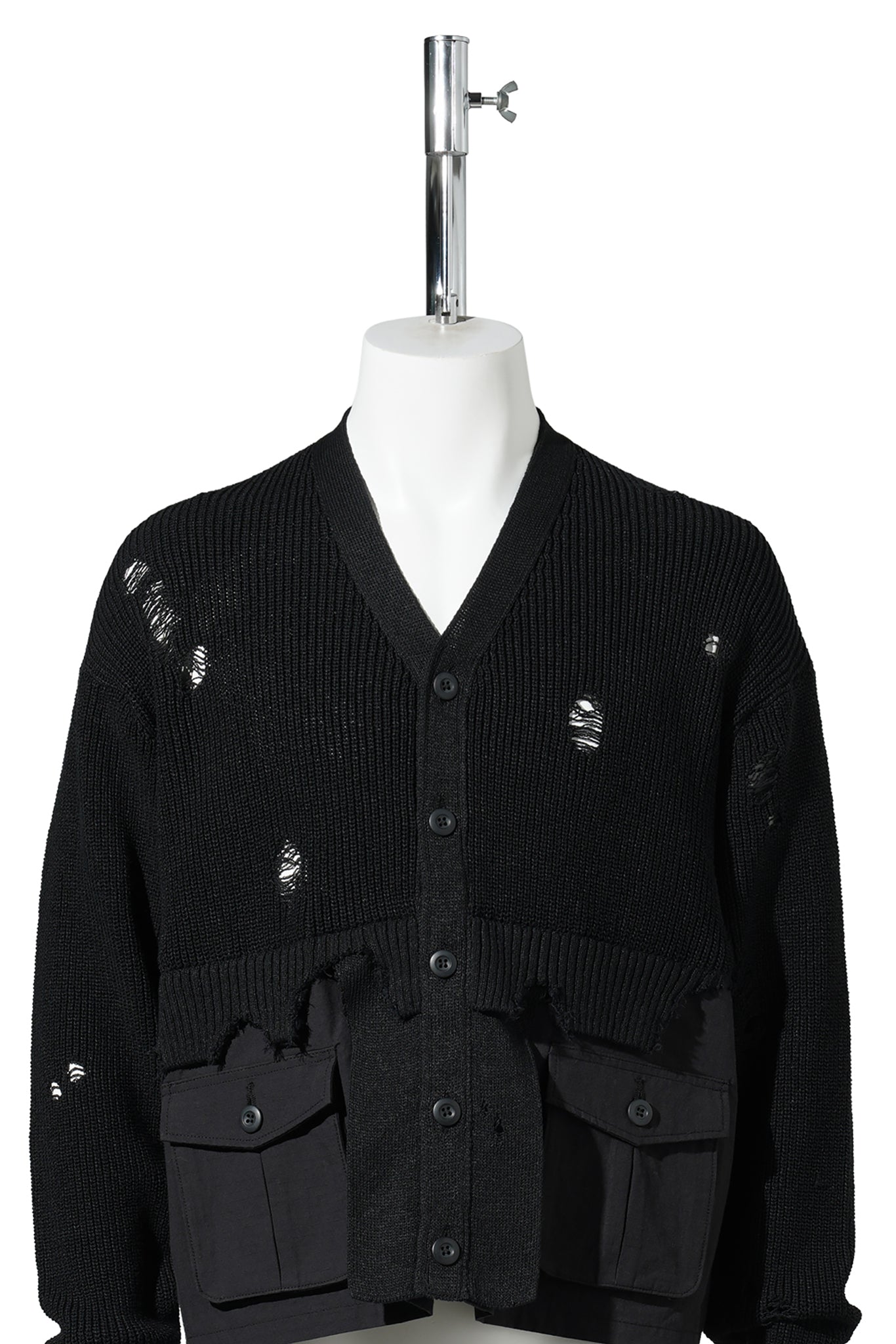 DESTROYED KNIT CARDIGAN / BLACK