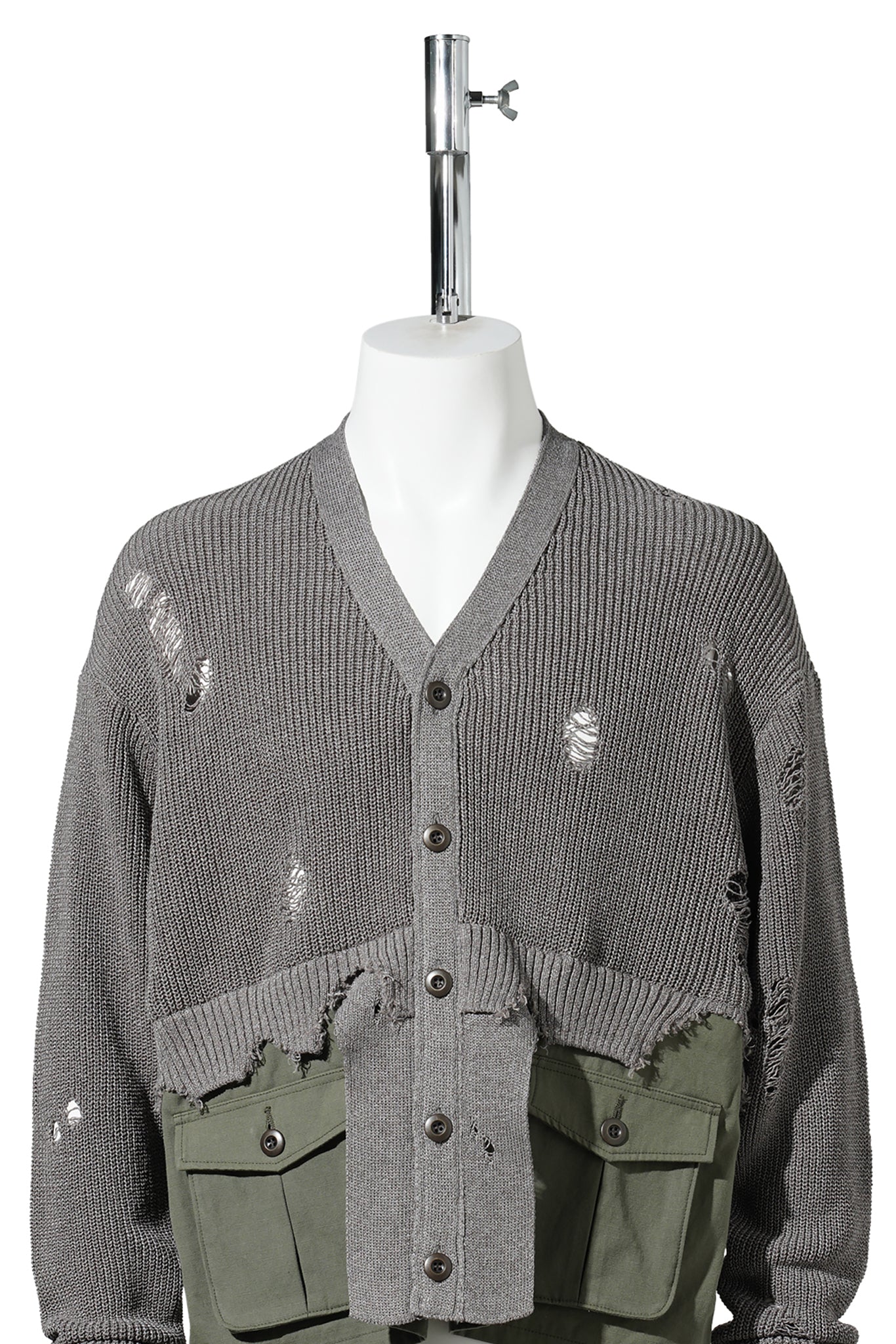 DESTROYED KNIT CARDIGAN / GREY