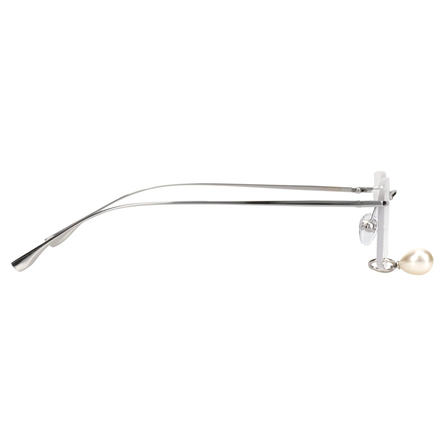 FRAMELESS PEARL TEAR SQUARE GLASSES / SILVER