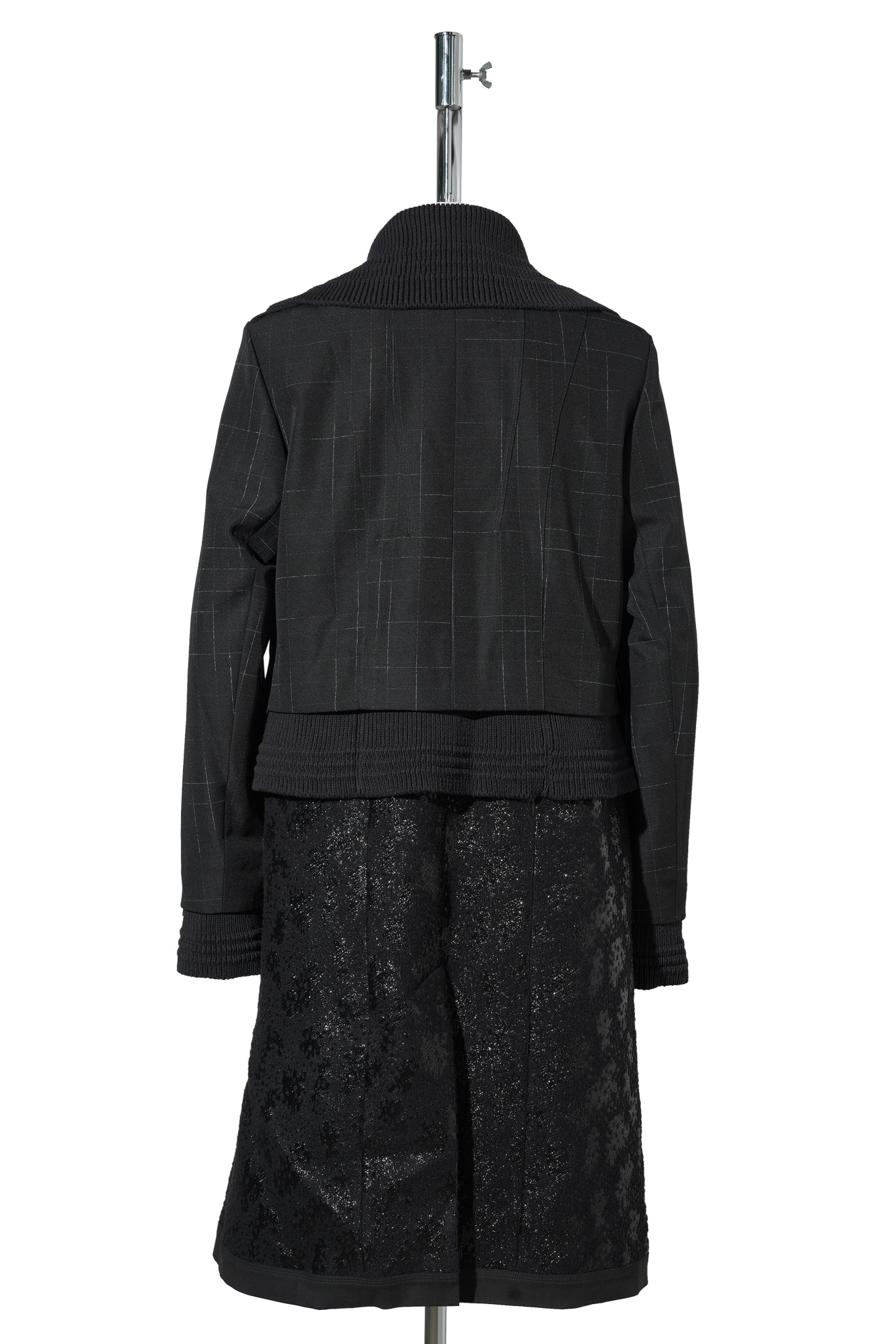 ESTIKE LONG COAT / CHECK/GLITTER BLK/JET BLK//BLK