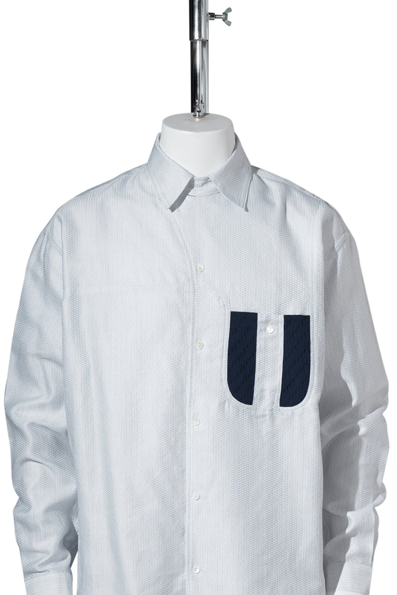 VECA PANELLED SHIRT / WHITE & NAVY