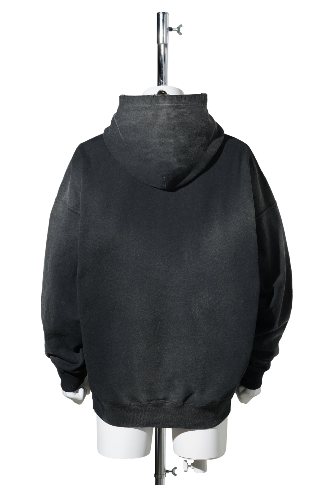 HENRY NECK HOODIE T/C WITH MULTI-PATCH DETAILS / BLACK