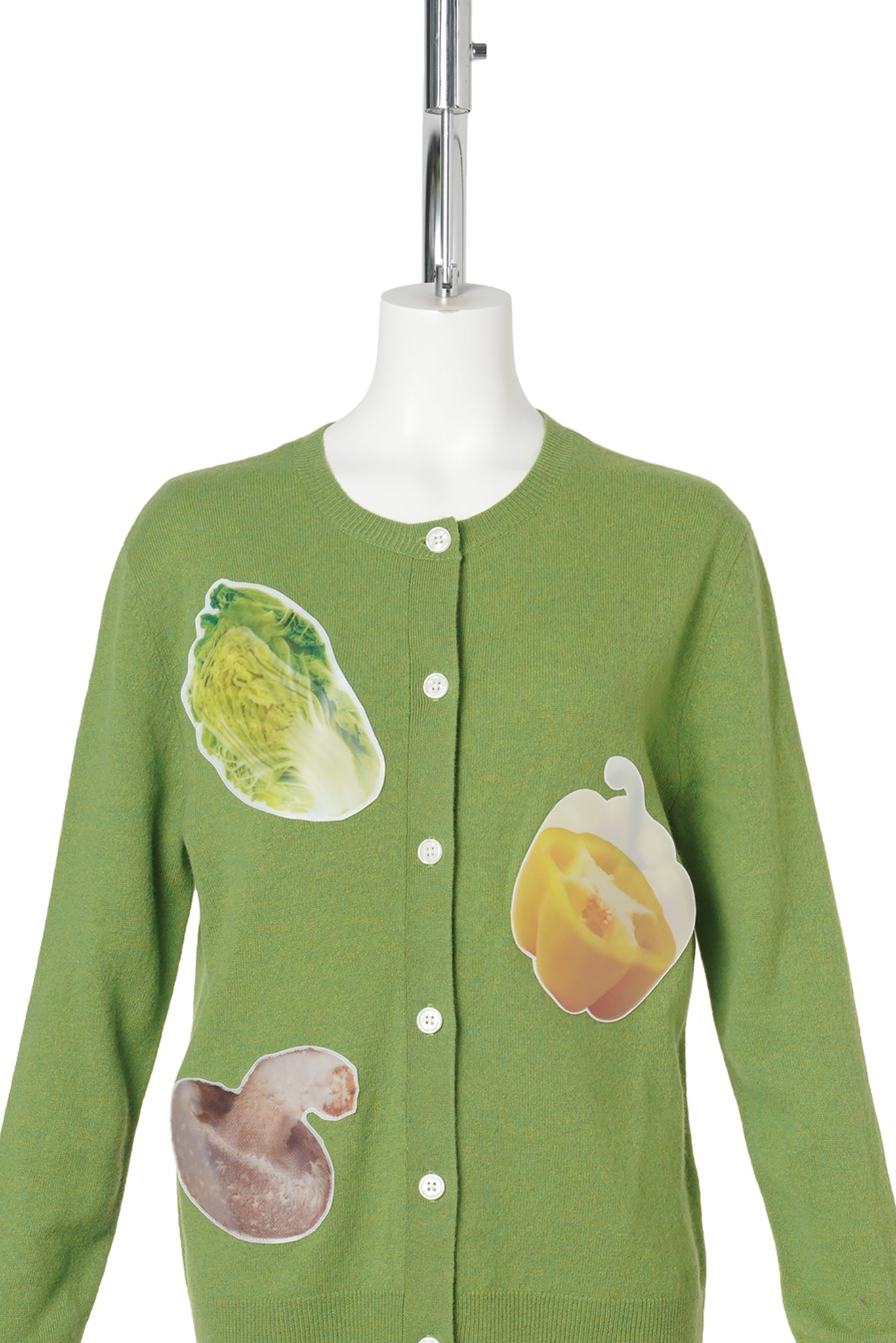 VEGGIE PATCHWORK GREEN CARDIGAN / GREEN W/ VEGGIE PATCH
