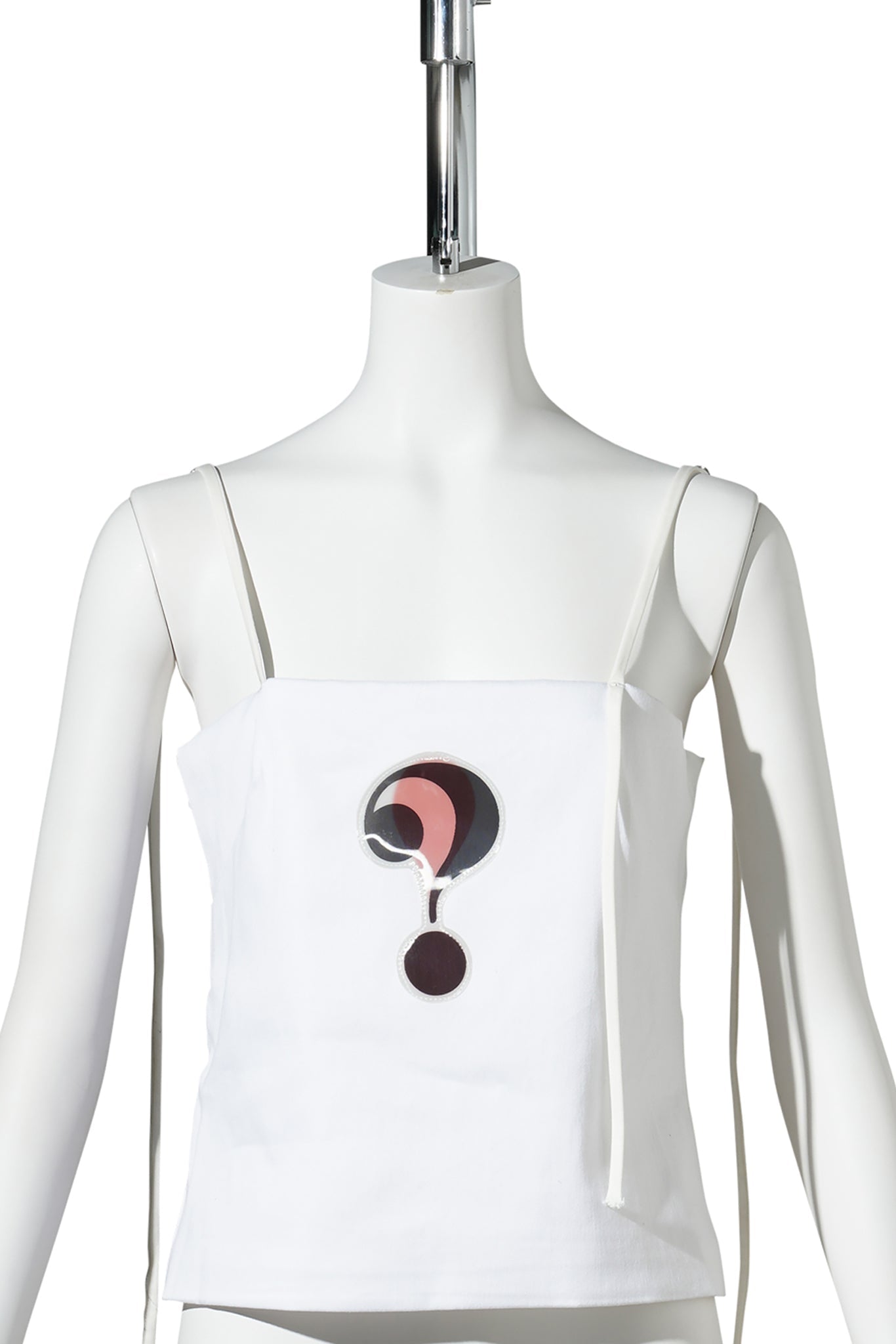 QUESTION MARK SPAGHETTI TANK / WHITE W/QUESTION MARK