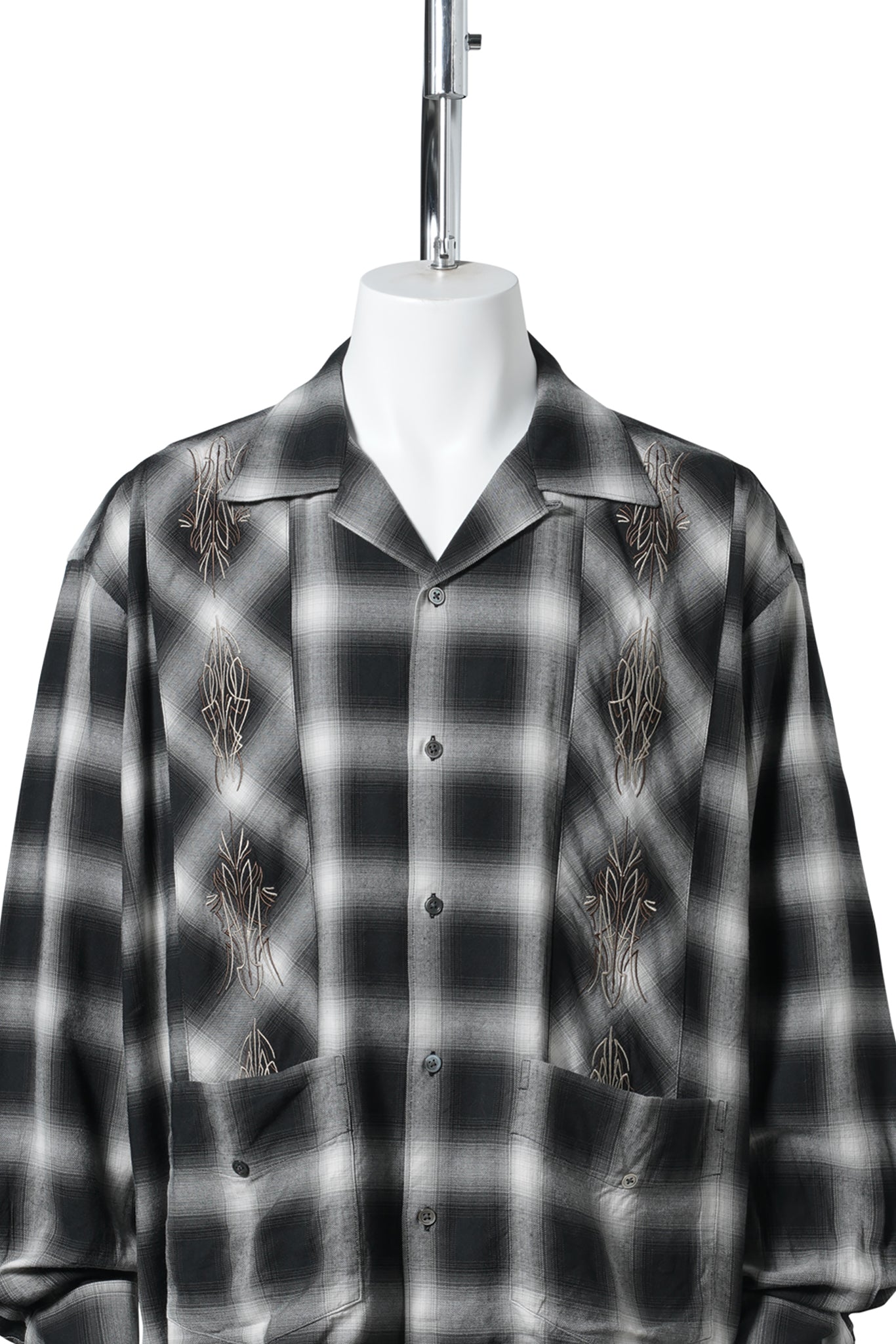 OMBRE PLAID CURBAN SHIRTS (LS) / BLACK