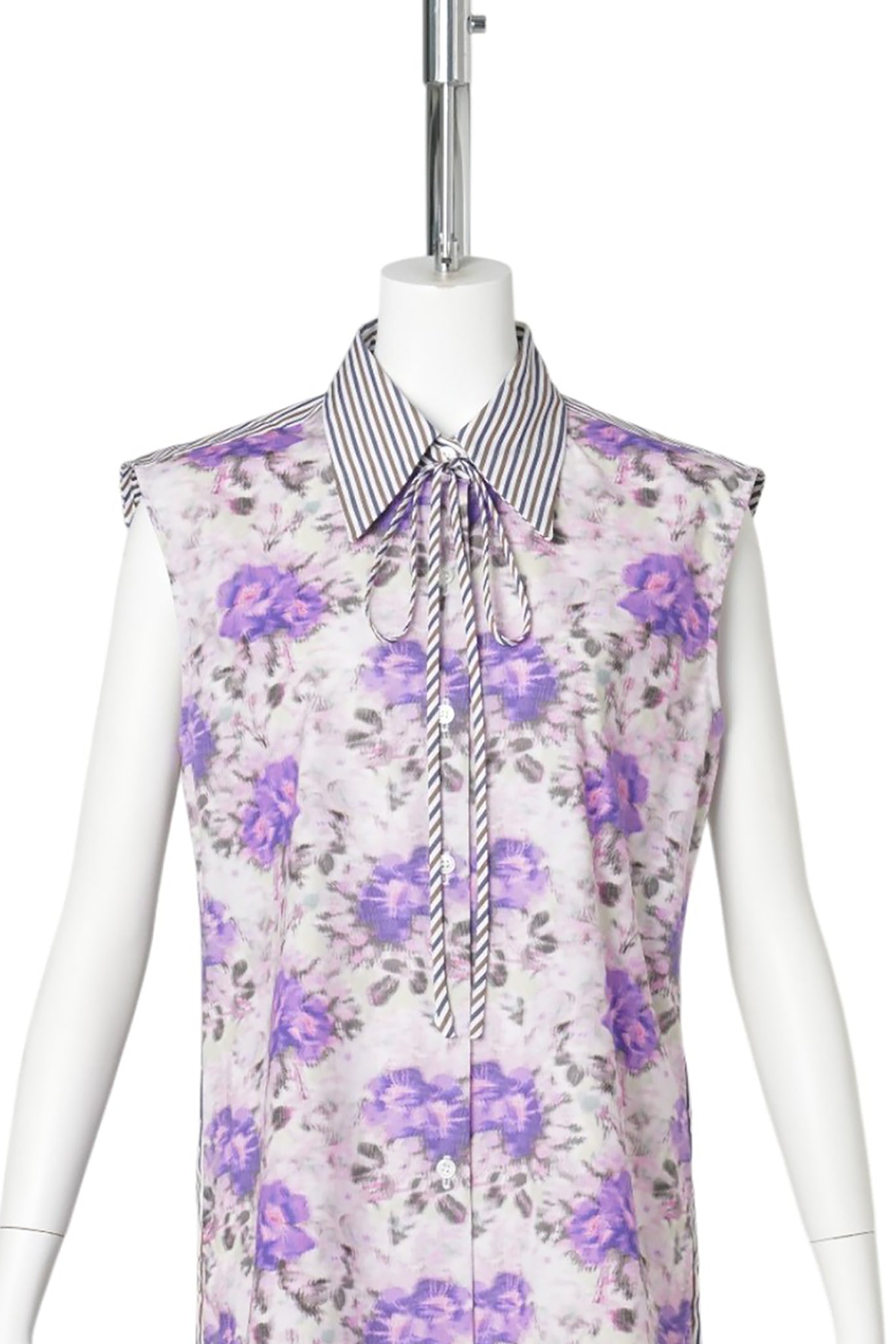 SLEEVELESS SLIM FIT WOMENS COMBO SHIRT / PURPLE / BROWN MULTI