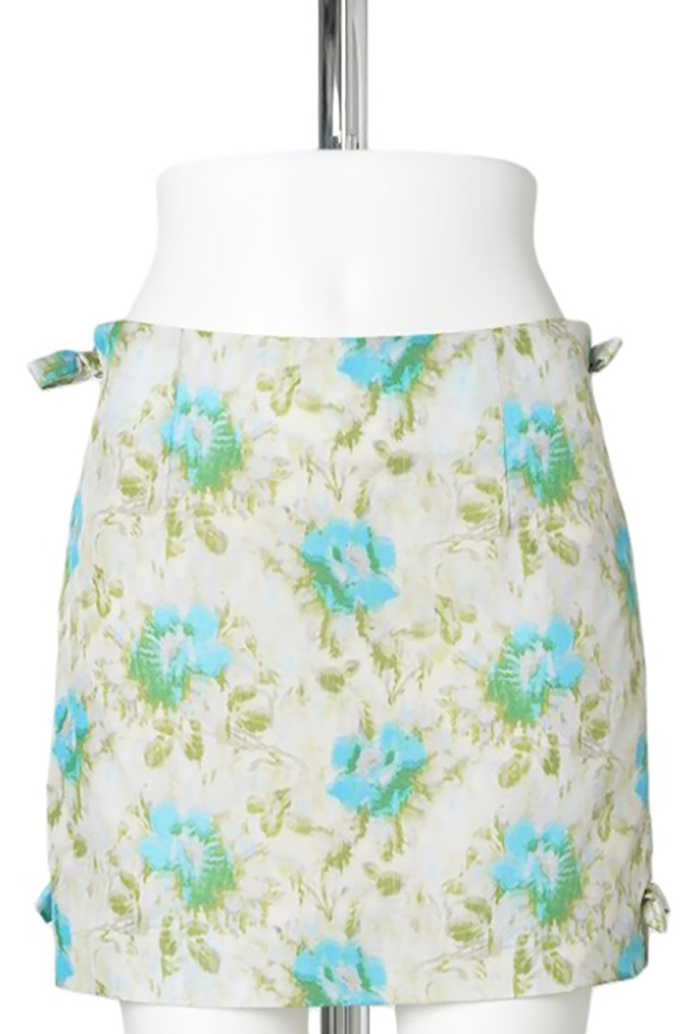 MINI SKIRT W/SIDE BOWS / GREEN/BLUE