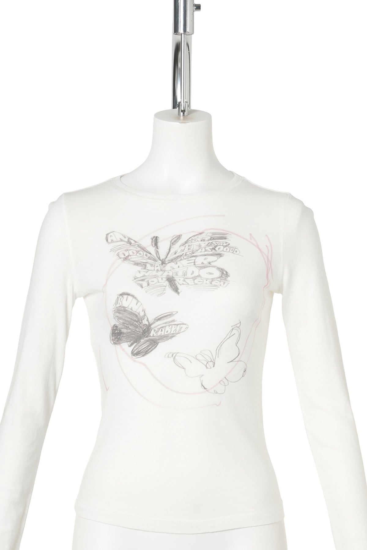 BUTTERFLY SCRIBBLE L/S T-SHIRT / WHITE