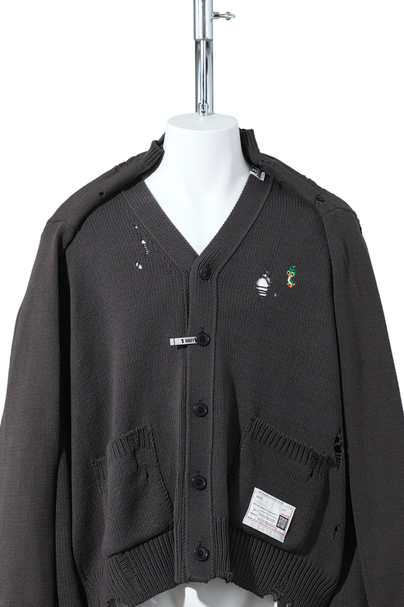 SHAWL LAYERED KNIT CARDIGAN / BLACK