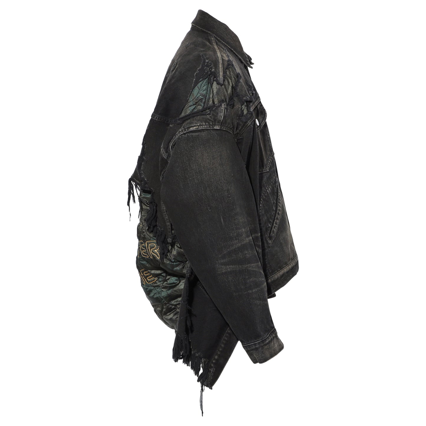 DOUBLE LAYERED DENIM JACKET / BLACK