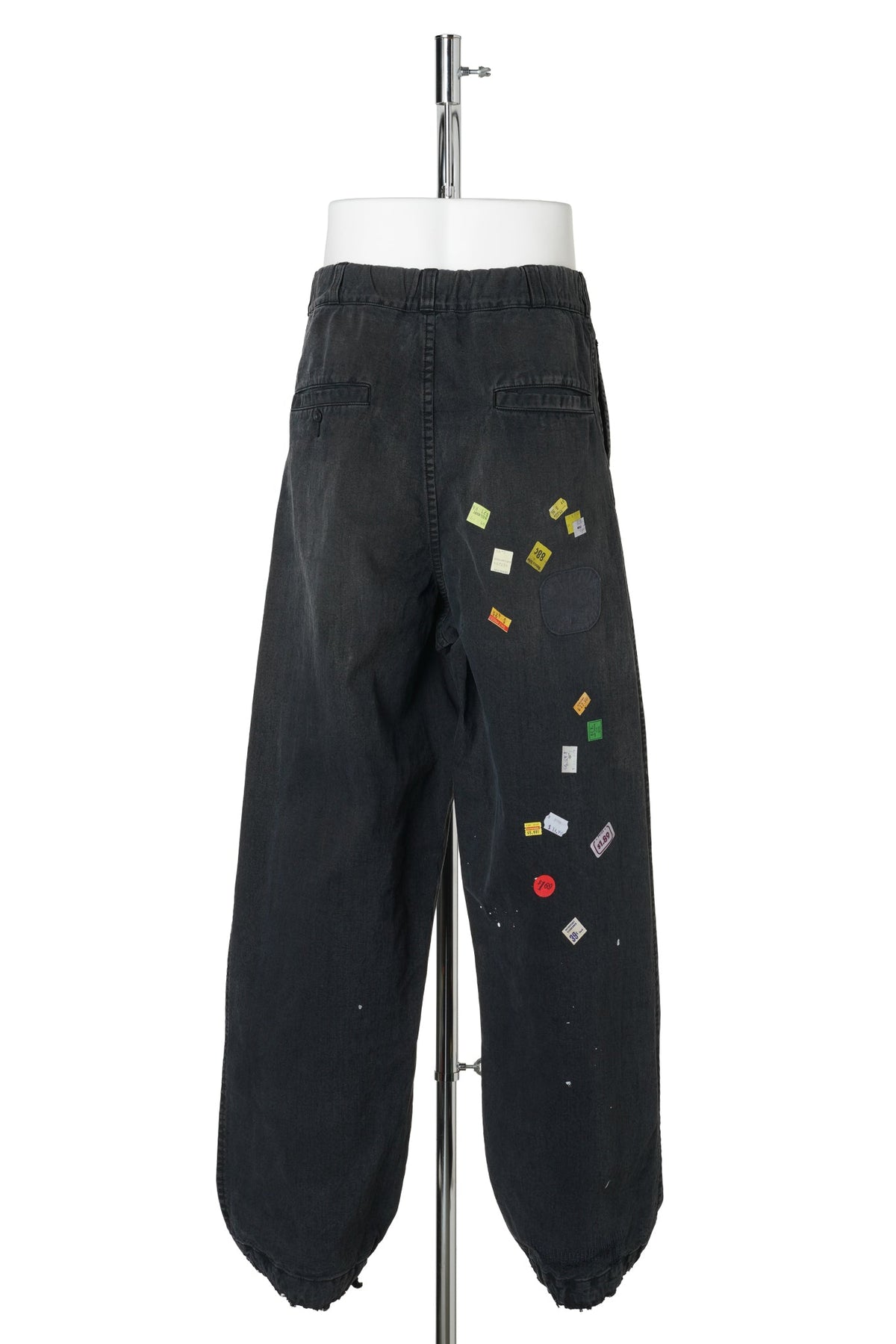 PRICE STICKER REPAIRED PANTS / BLACK