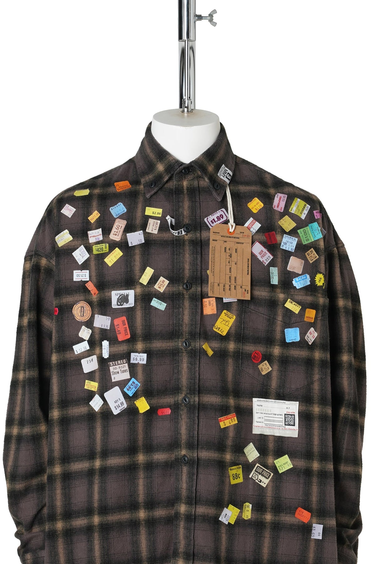 PRICE STICKER CHECK SHIRT / BROWN