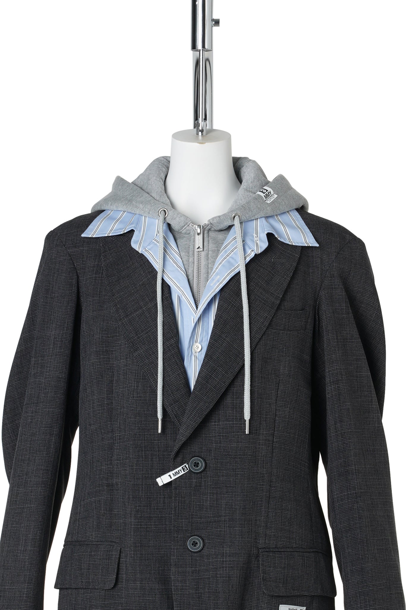 THREE LAYERED HOUNDSTOOTH JACKET / GRAY