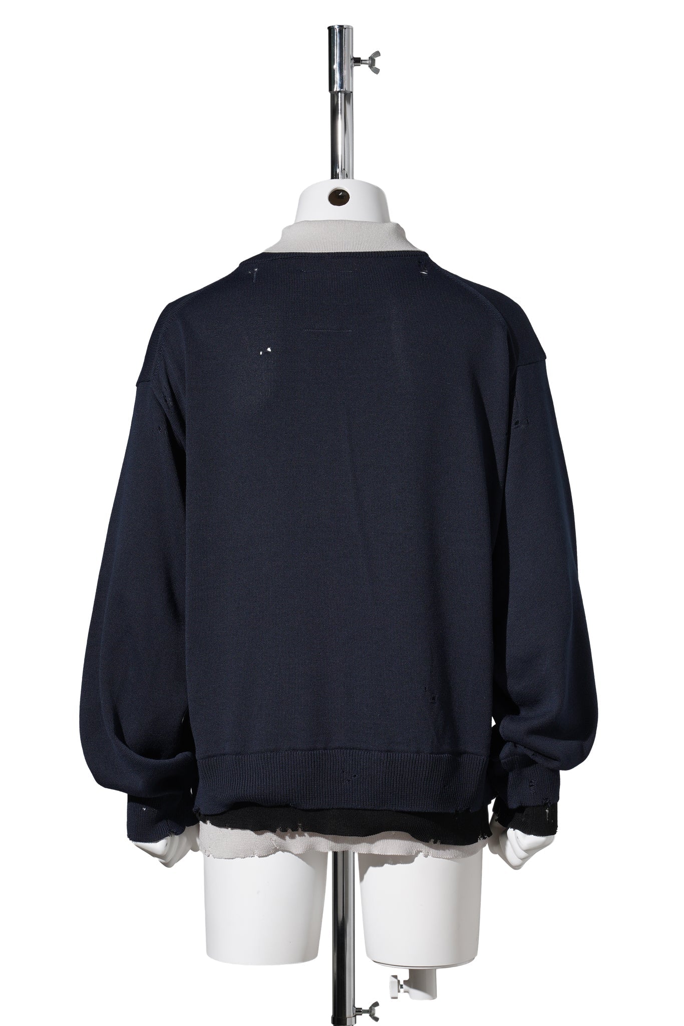 TRIPLE LAYERED KNIT PULLOVER / NAVY