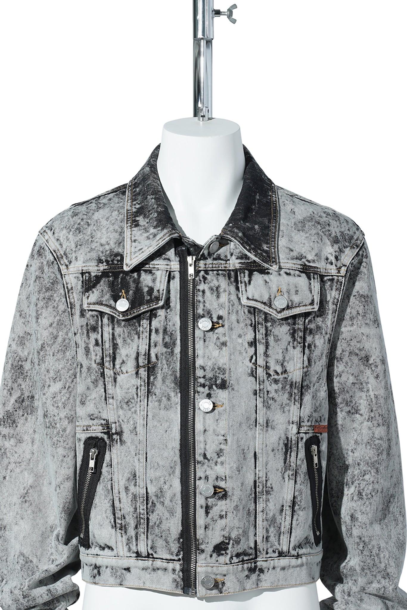 ZIP FRONT DENIM JACKET / GREY