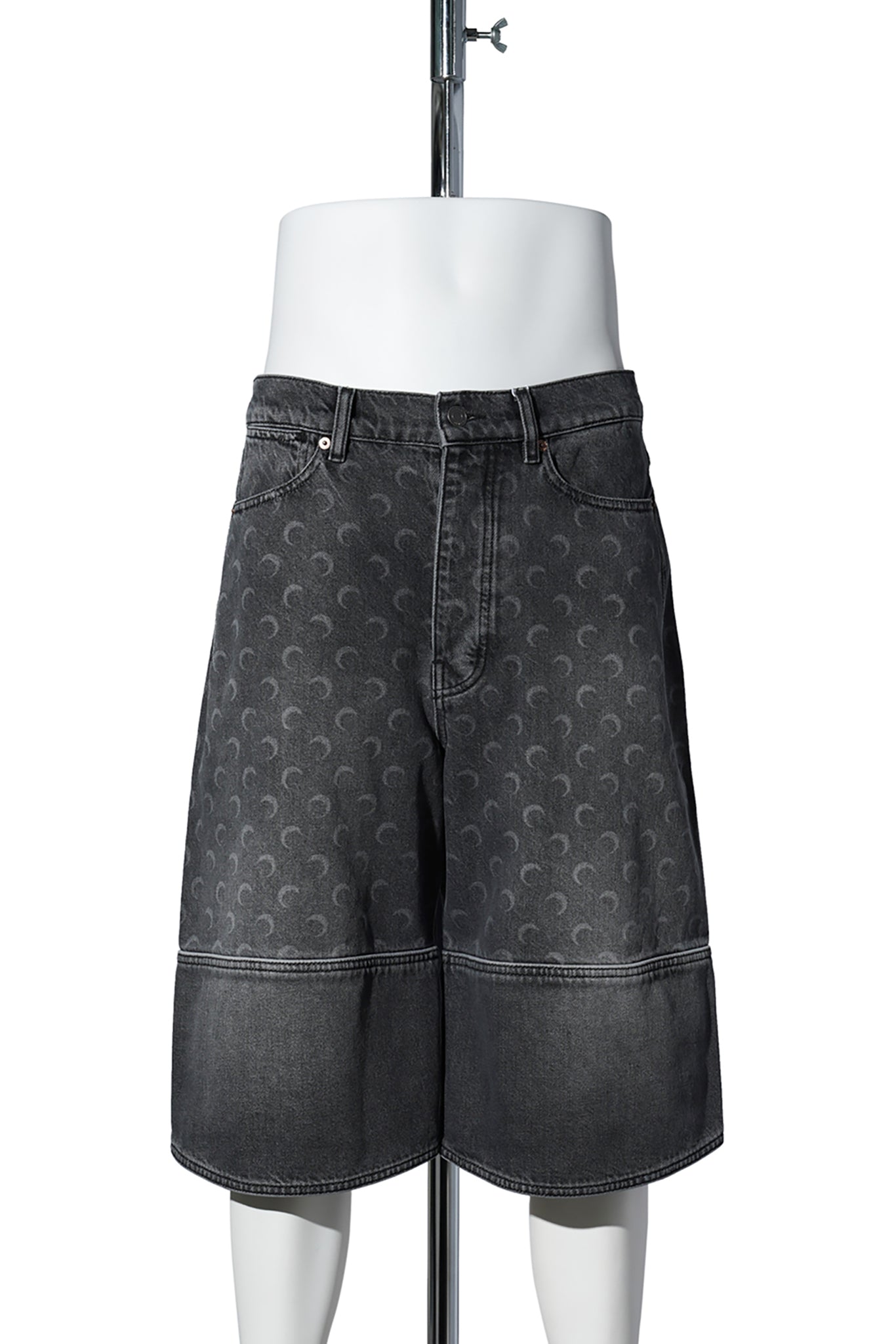 MOON LASER GREY WASH DENIM SHORTS / GR90:DARK GREY
