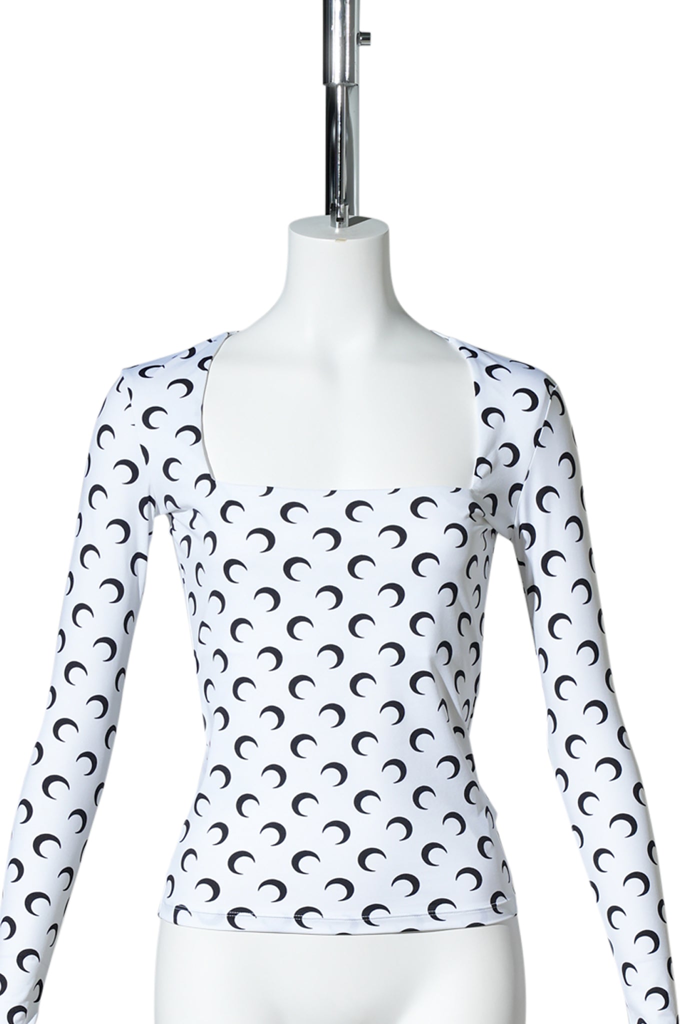 MOON PRINTED JERSEY LS SQUARENECK TOP / WH00 OPTICAL WHITE