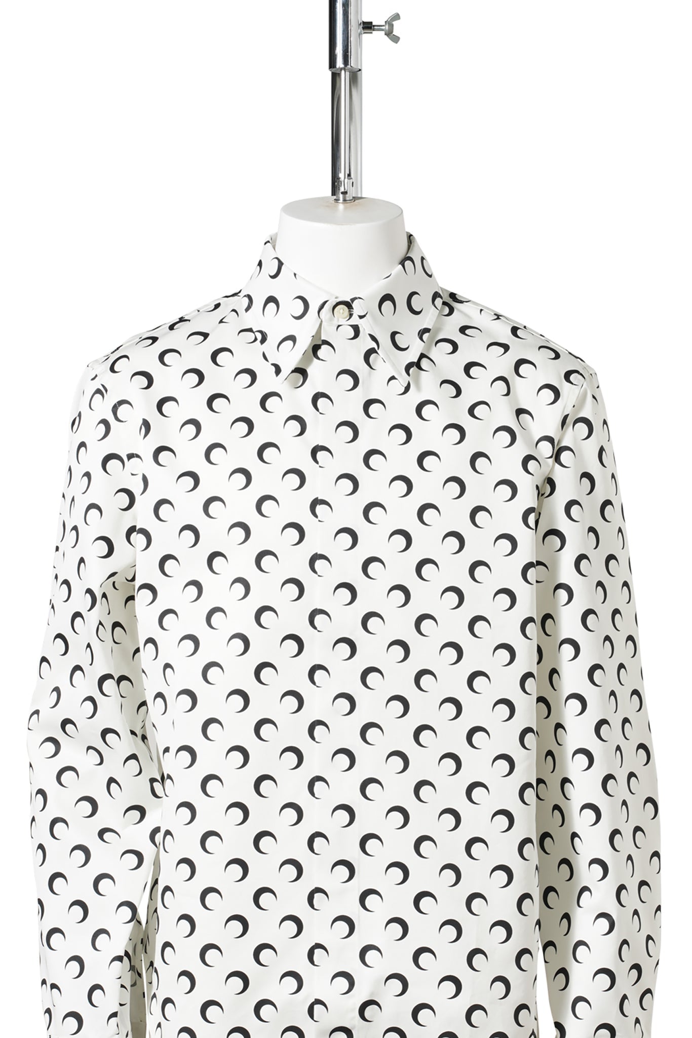 POPLIN ALL OVER MOON PRINTED LS SHIRT / WH11:WHITE/BLACK
