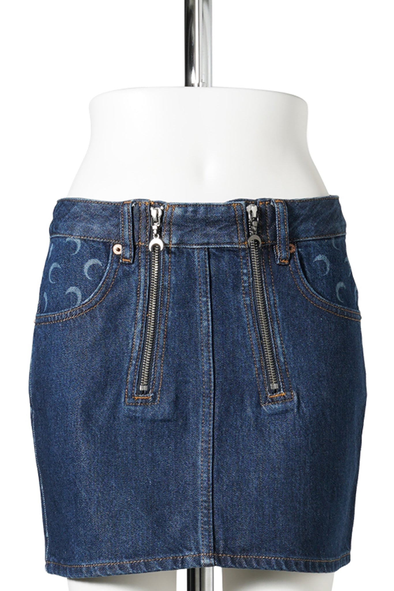 MIDNIGHT BLUE ZIPPED MINI SKIRT / BL80:MIDNIGHT BLUE