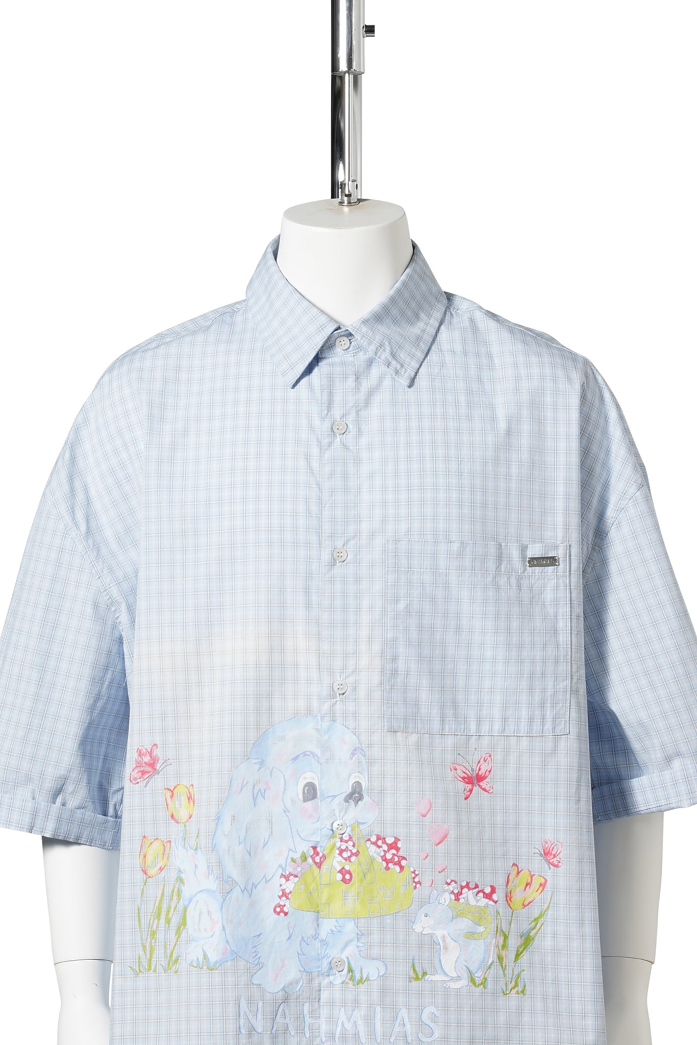 PLAID FORAGE CROPPED SS SHIRT / 421:BLUE