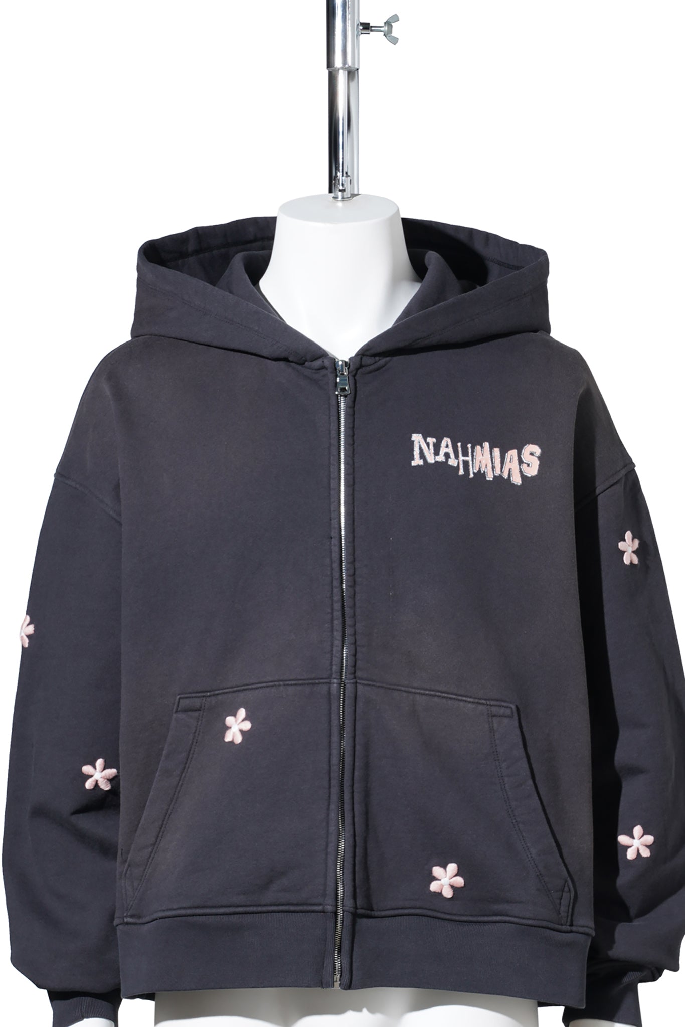 FLOWER GROMS ZIP UP HOODIE / ABLK:AGED BLACK
